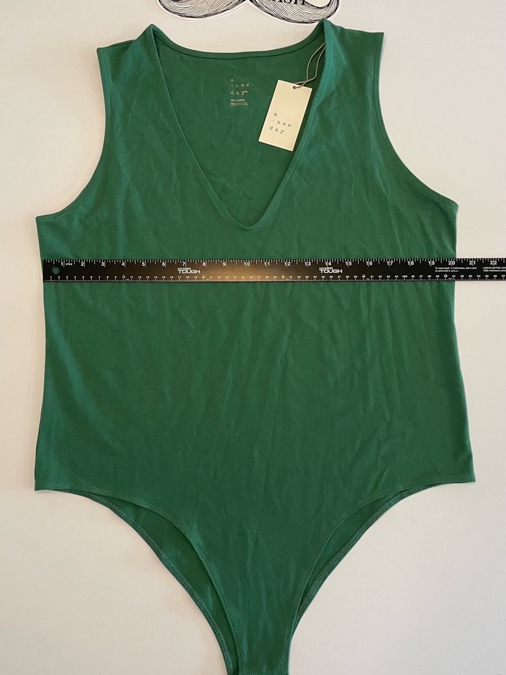 NWT A New Day Green Solid V-Neck Sleeveless One Piece Bodysuit Womens XXL Cotton